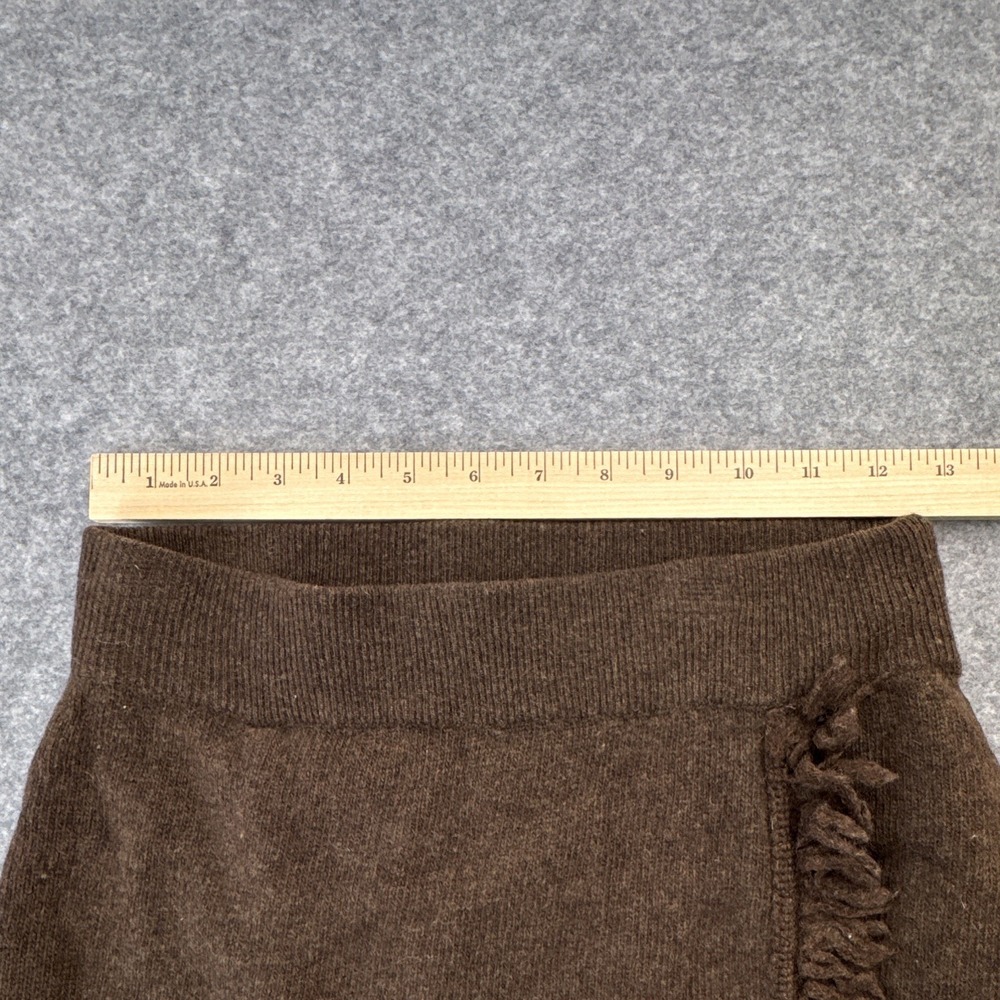 United Colors of Benetton Brown Virgin Wool Knit Pencil Knee Skirt Fringe S - Picture 5 of 8
